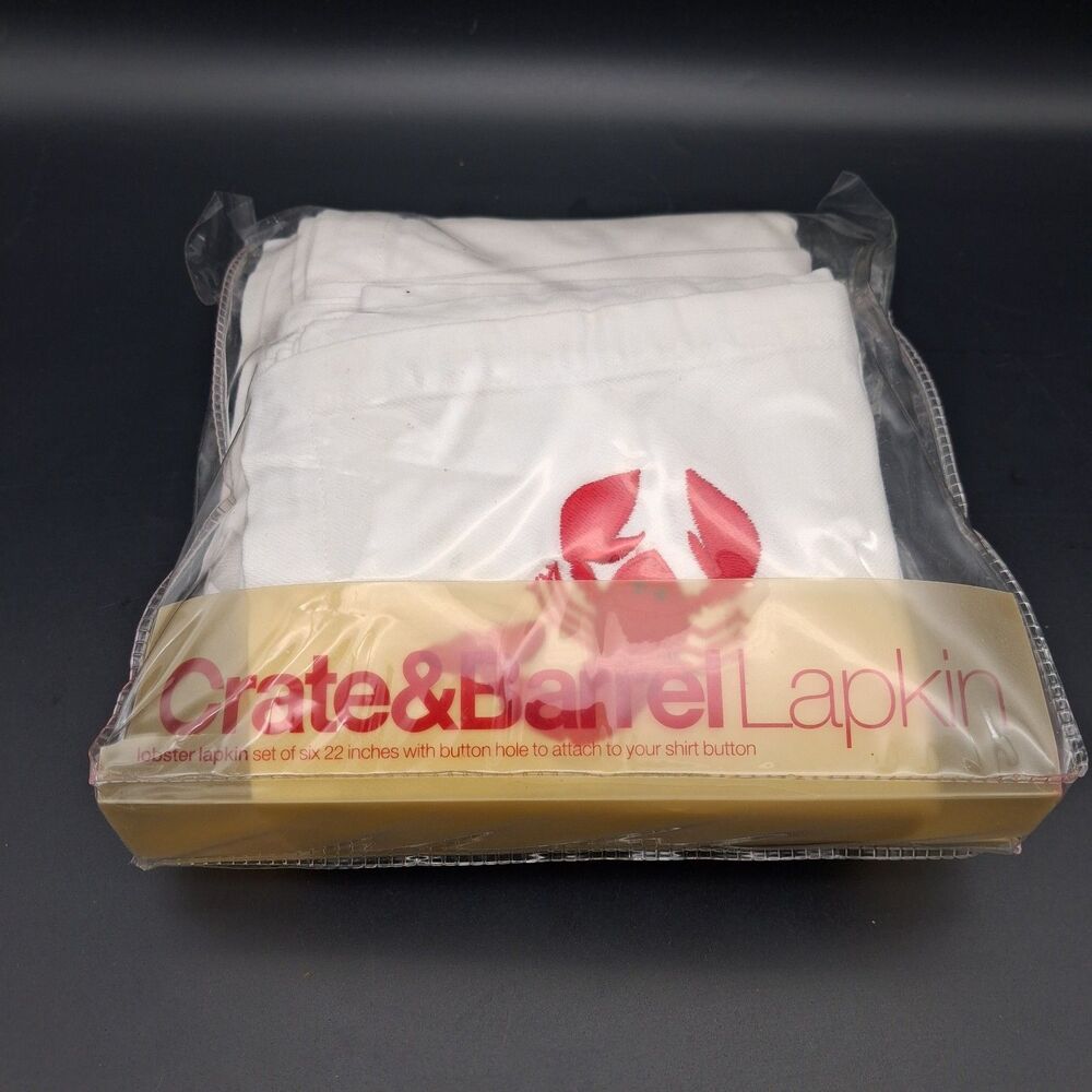 Crate & Barrel Lobster Lapkin Set of 6 22 inches with Button Hole